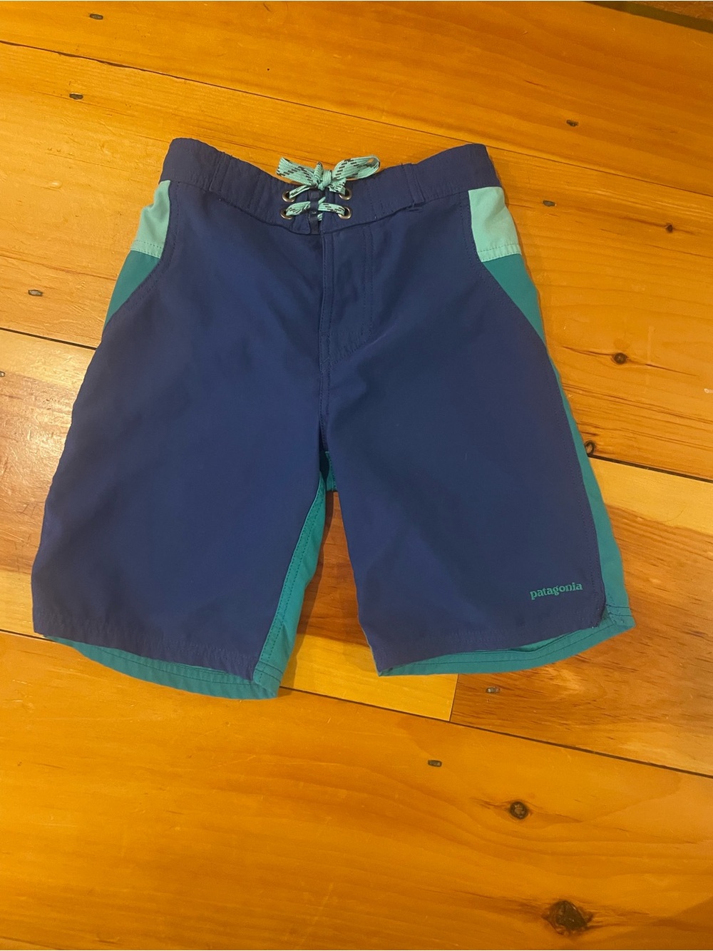 Patagonia Boys Two-Tone Navy & Teal Board Shorts